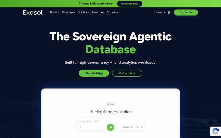 Screenshot of exasol.com