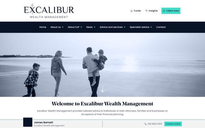 Screenshot of excaliburwm.co.uk