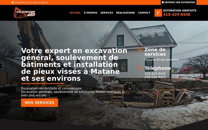 Screenshot of excavationaed.ca