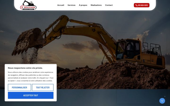 Screenshot of excavationbbrassard.ca
