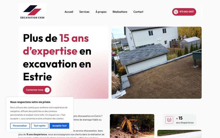 Screenshot of excavationckm.com