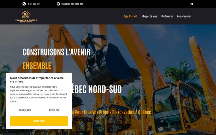 Screenshot of excavationquebecnordsud.com