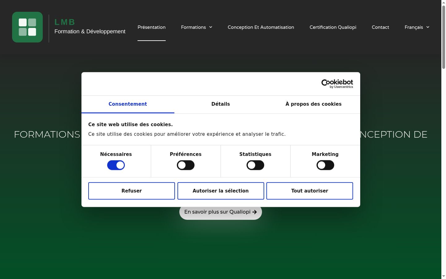 Snimka zaslona bannera za privolu prikazanog prije bilo kakve interakcije