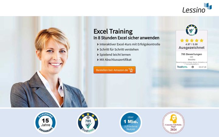 Screenshot of excel-lernsoftware.de