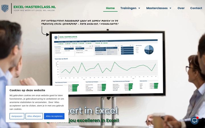 Screenshot of excel-masterclass.nl