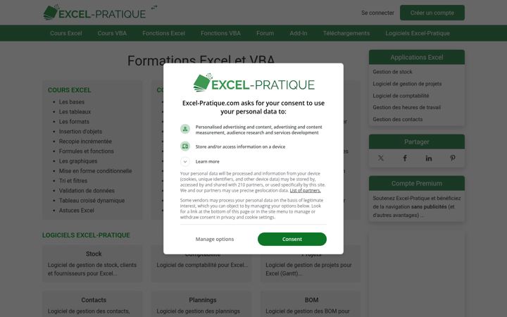 Screenshot of excel-pratique.com