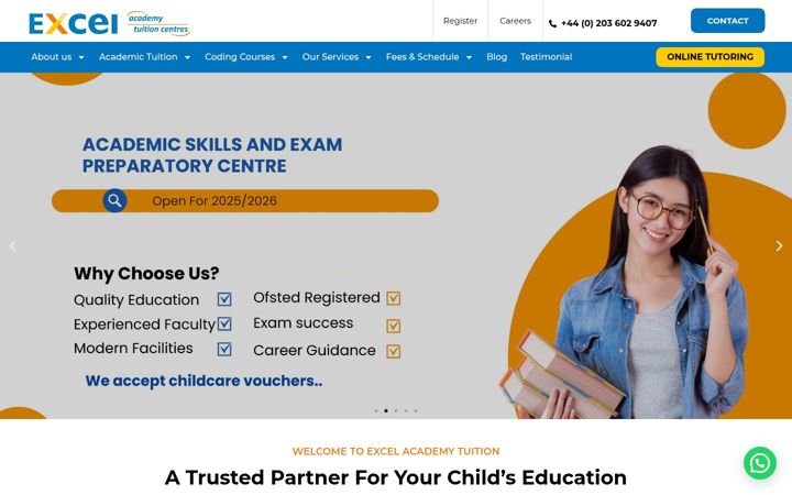 Screenshot of excelacademy.org.uk
