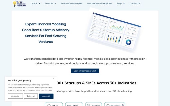 Screenshot of excelbusinessresource.com