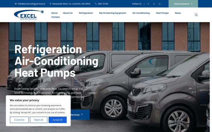 Skærmbillede af excelcoolingservices.ie