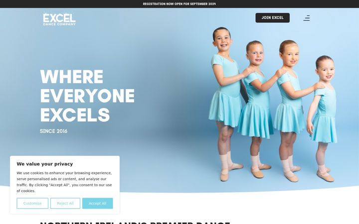 Screenshot of exceldancecompany.co.uk