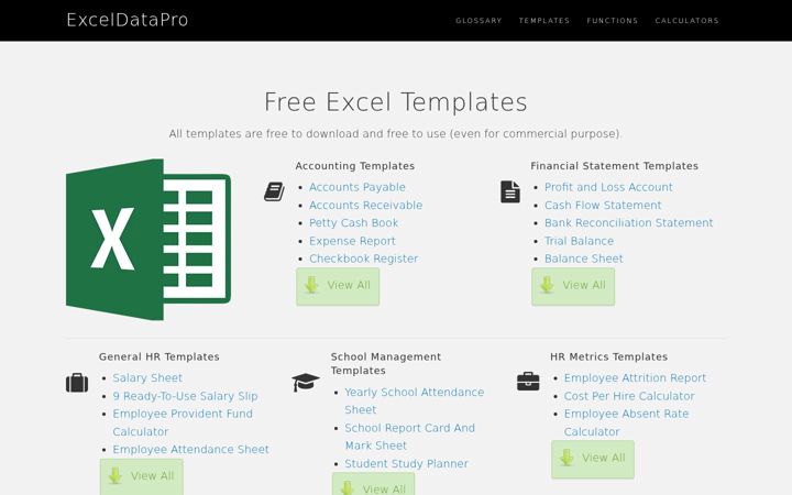 Screenshot of exceldatapro.com