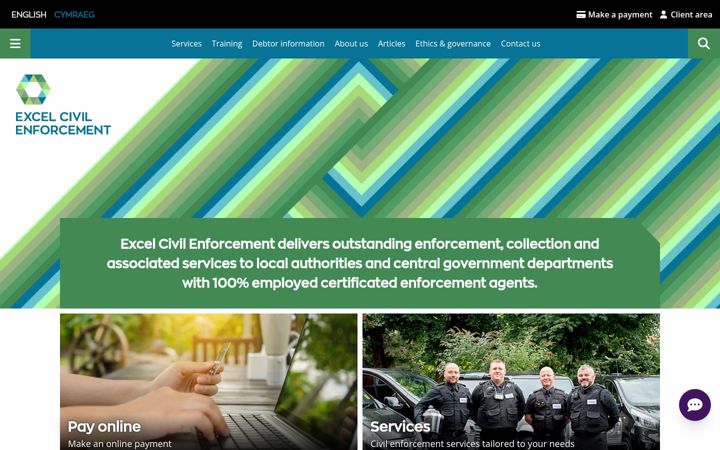 Snímek obrazovky excelenforcement.co.uk