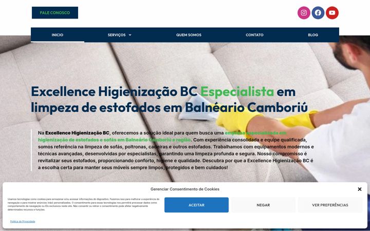 Screenshot of excellencehigienizacaobc.com.br