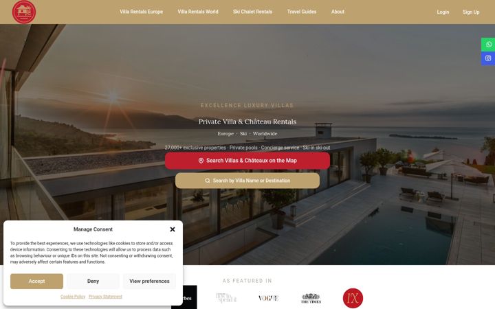 Screenshot of excellenceluxuryvillas.com