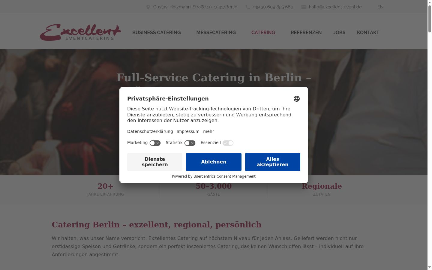 Screenshot of the consent banner shown before any interaction