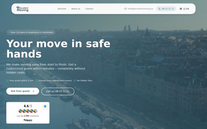 Screenshot of excellentmoving.com