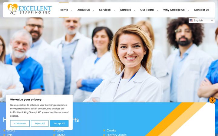 Screenshot of excellentstaffinginc.com