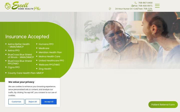 Screenshot of excellhomehealthplus.com