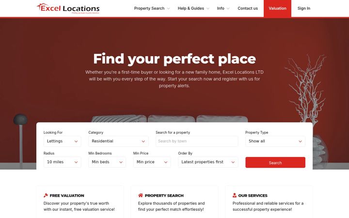 Screenshot of excellocations.co.uk