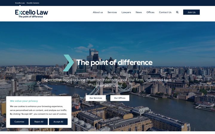 Screenshot of excellolaw.co.uk