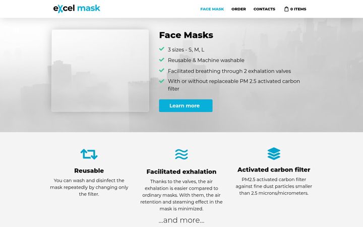 Screenshot of excelmask.eu