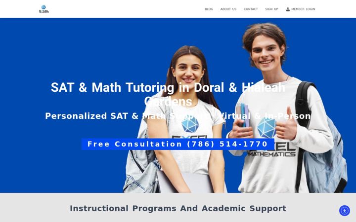 Screenshot of excelmathematics.com