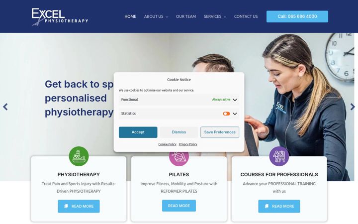 Skærmbillede af excelphysio.ie