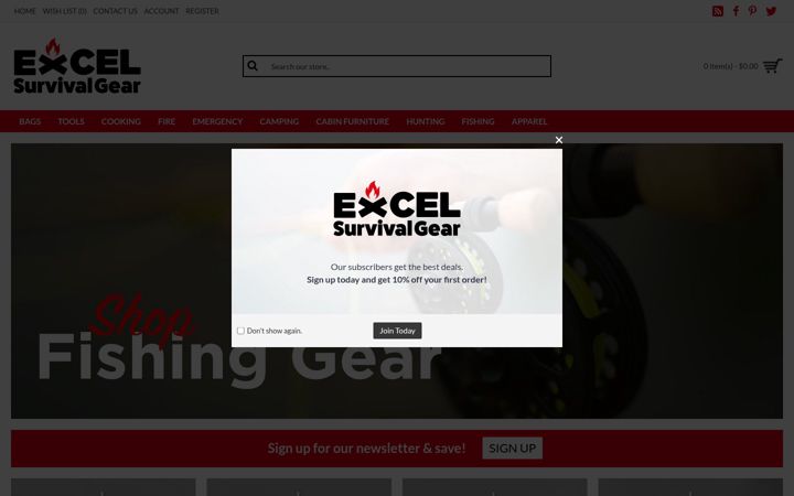 Screenshot of excelsurvivalgear.com