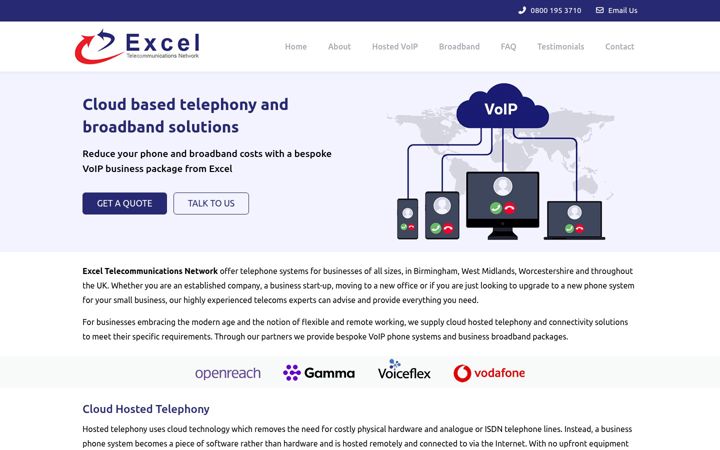 Screenshot of exceltelnet.co.uk