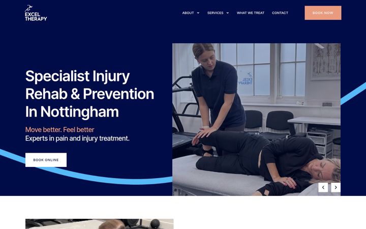 Zrzut ekranu exceltherapy.co.uk