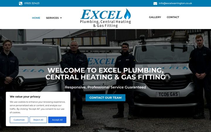 Screenshot of excelwarrington.co.uk
