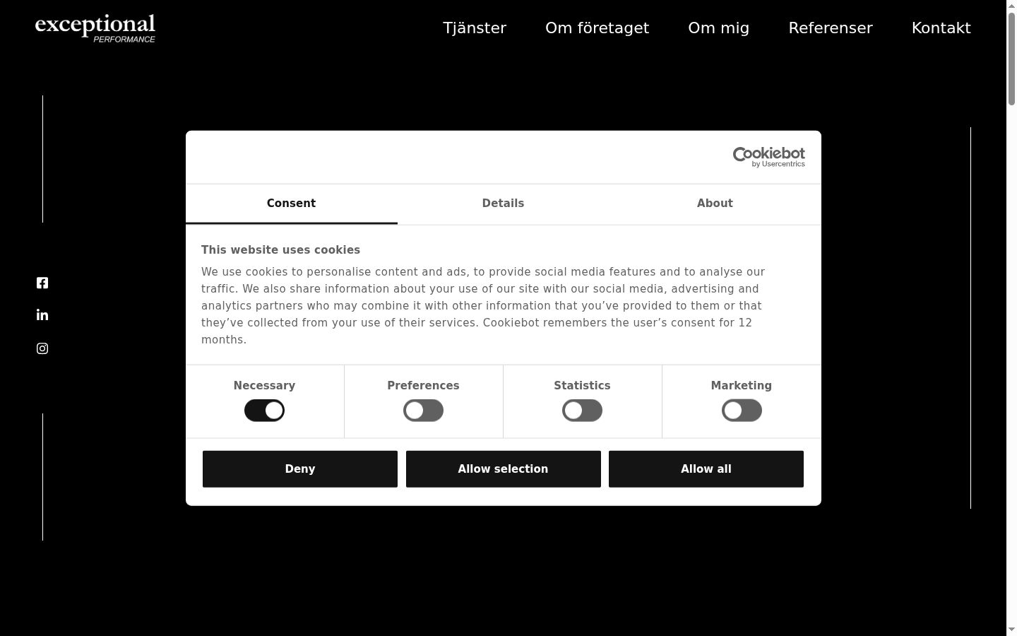 Screenshot of the consent banner shown before any interaction
