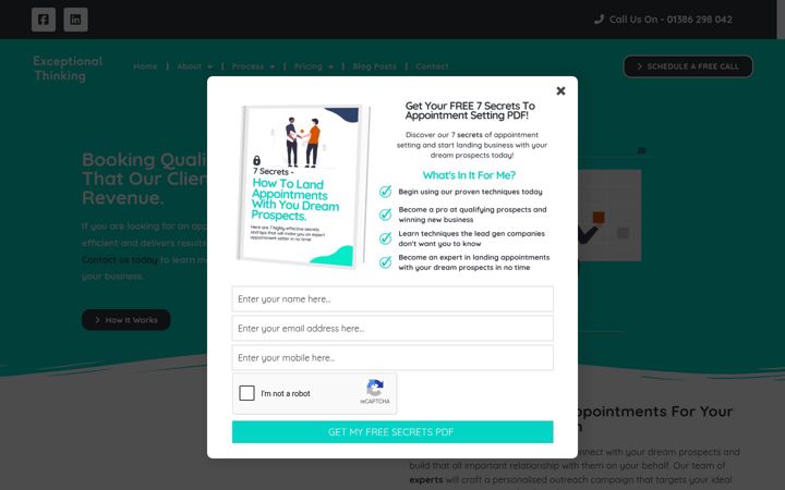 Screenshot of exceptionalthinking.co.uk