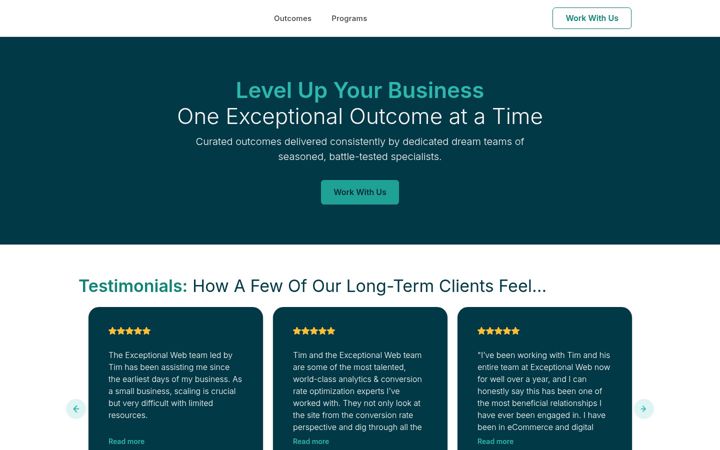 Screenshot of exceptionalweb.com