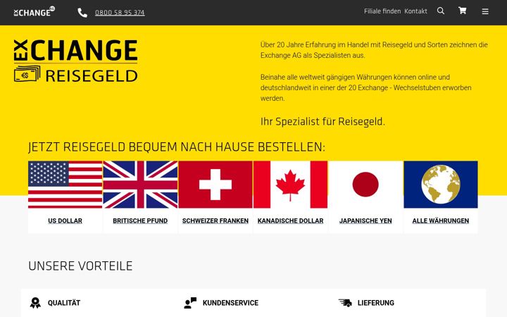 Screenshot of exchange-reisegeld.de