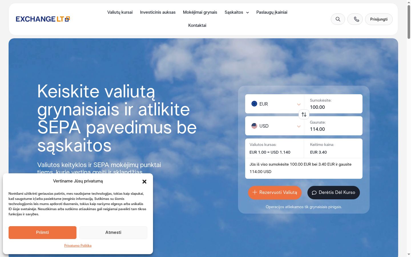 Snímek obrazovky baneru souhlasu zobrazeného před jakoukoli interakcí