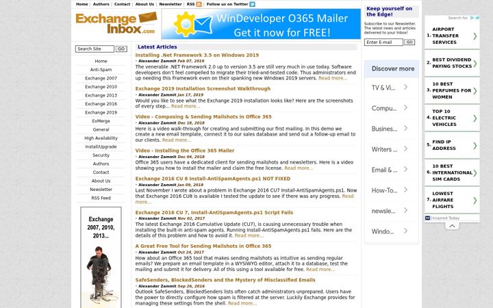 Screenshot of exchangeinbox.com