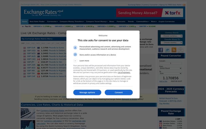 Screenshot of exchangerates.org.uk