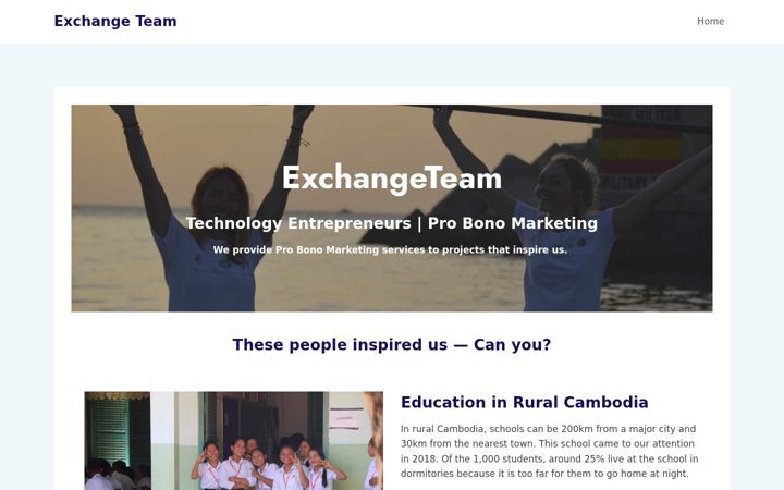 Screenshot of exchangeteam.com
