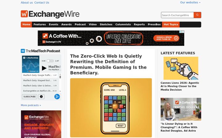 Screenshot of exchangewire.com