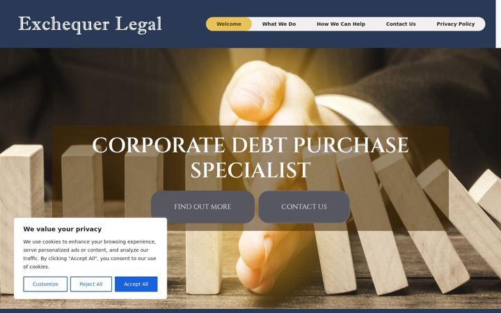 Screenshot of exchequerlegal.co.uk