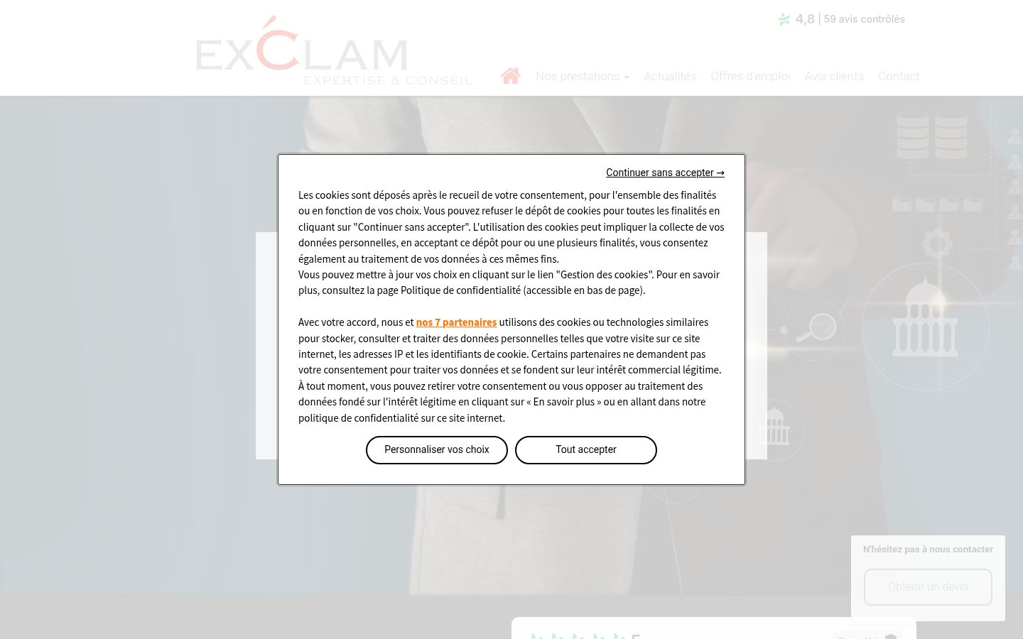 Screenshot del banner di consenso mostrato prima di qualsiasi interazione