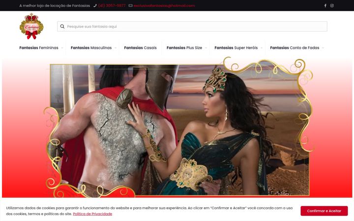 Screenshot of exclusivafantasias.com.br