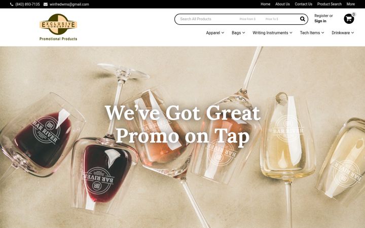 Screenshot of exclusive-conceptsllc.com