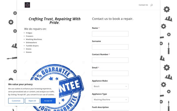 Képernyőkép: exclusiveappliancesrepairs.co.za