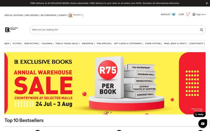 Screenshot of exclusivebooks.co.za