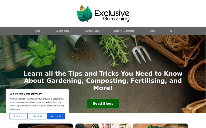 Screenshot of exclusivegardening.com
