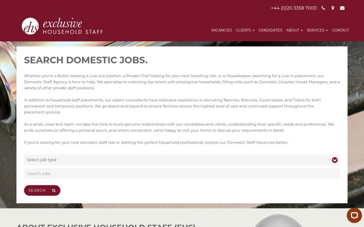 Screenshot of exclusivehouseholdstaff.com