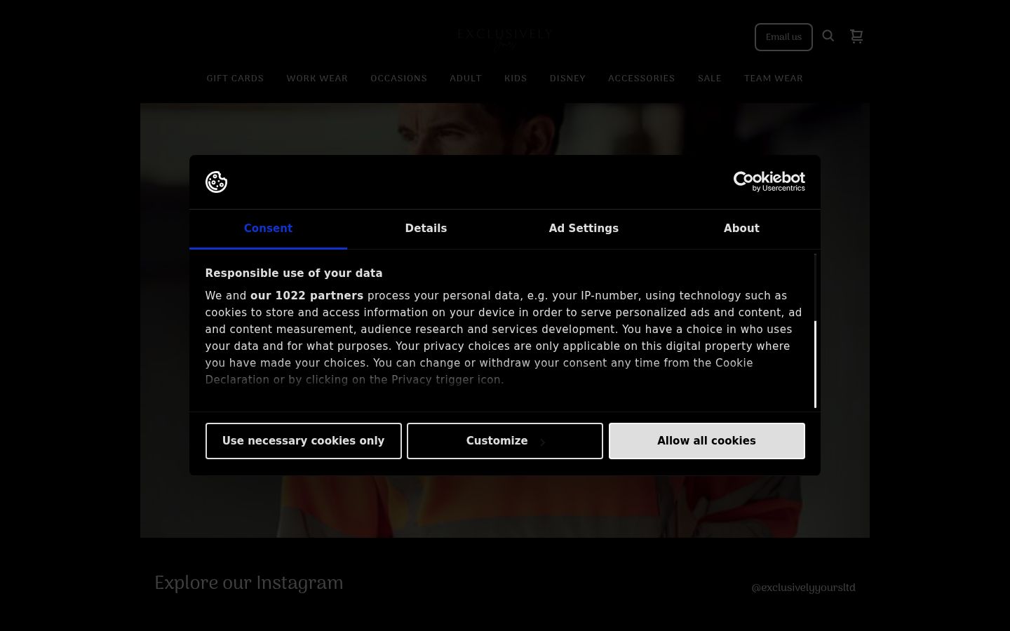 Screenshot of the consent banner shown before any interaction