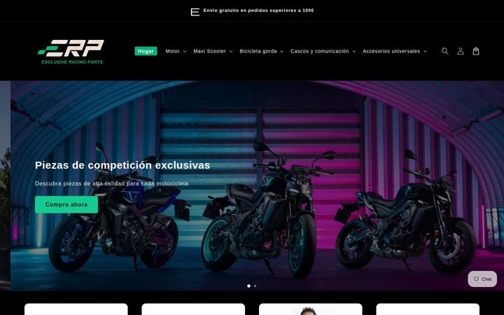 Snímek obrazovky exclusiveracingparts.es